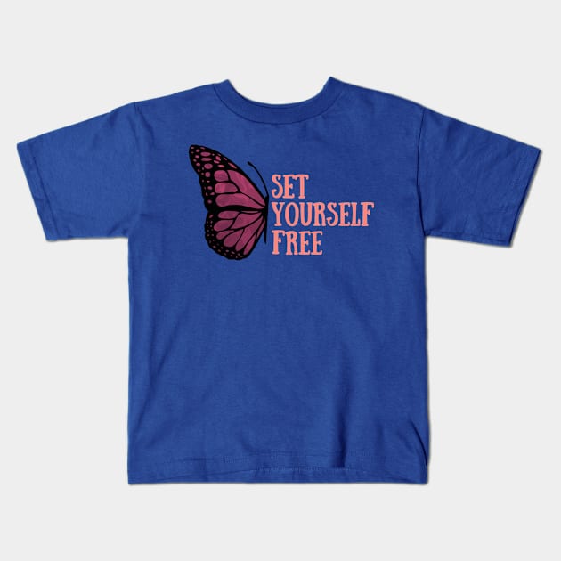 set yourself free butterfly 1 Kids T-Shirt by blankle